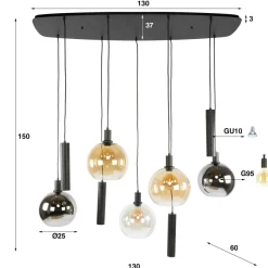 WoonStijl Hanglamp Sfera Tricolore 5+4-lichts