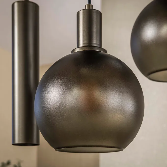 WoonStijl Hanglamp Sfera Tricolore getrapt 5-lichts Sienna bruin