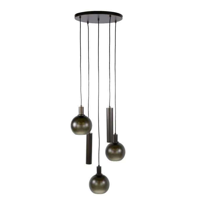 WoonStijl Hanglamp Sfera Tricolore getrapt 5-lichts Sienna bruin