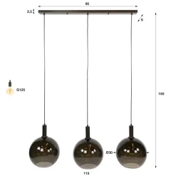 WoonStijl Hanglamp Sfera Tricolore 3-lichts Artic zwart
