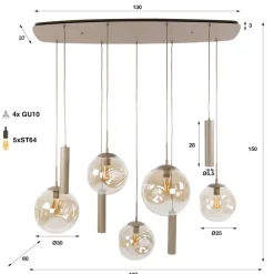 WoonStijl Hanglamp Stellar pendel 5+4-lichts Beige