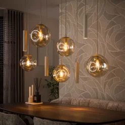WoonStijl Hanglamp Stellar pendel 5+4-lichts Beige