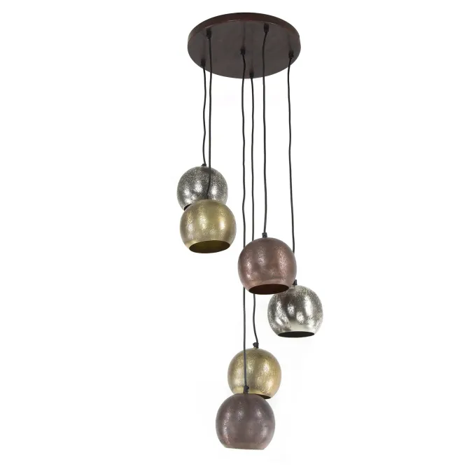 WoonStijl Hanglamp 6x bol getrapt metal print