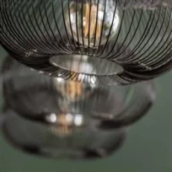WoonStijl Hanglamp 4x Ø35 disk wire copper twist / Zwart nikkel