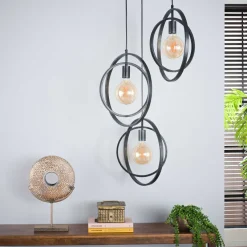 WoonStijl Industriële Hanglamp 3L Turn around getrapt - Charcoal