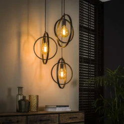 WoonStijl Industriële Hanglamp 3L Turn around getrapt - Charcoal