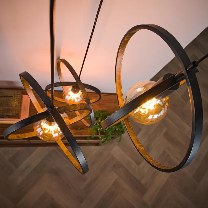WoonStijl Industriële Hanglamp 3L Turn around getrapt - Charcoal
