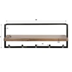 WoonStijl Kapstok Air Solid 6 haken acacia bruin
