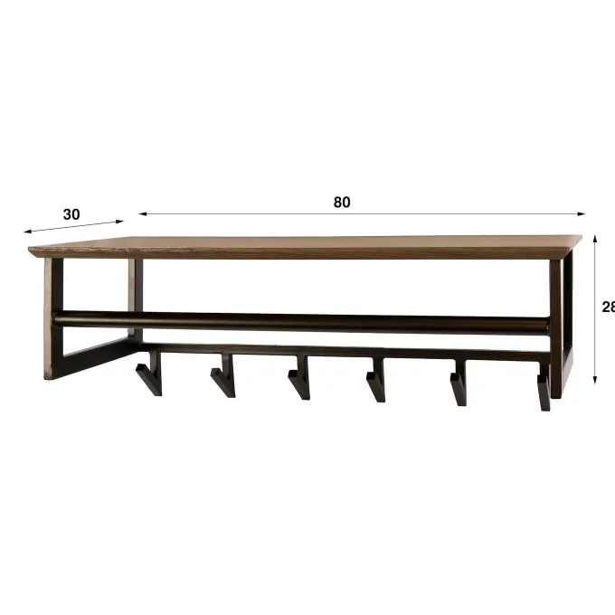 WoonStijl Kapstok Bruno 6 haken Drift bruin
