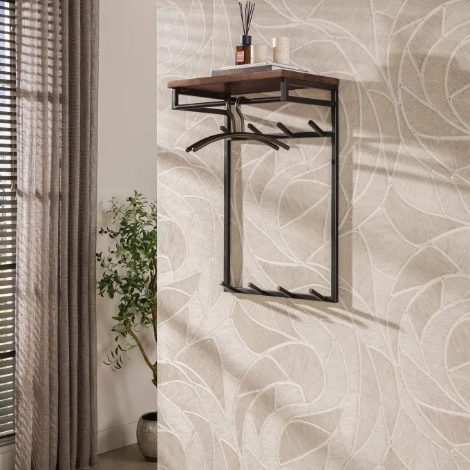 WoonStijl Kapstok Custom hoog roede en hoedenplank 2x4 haken acacia bruin