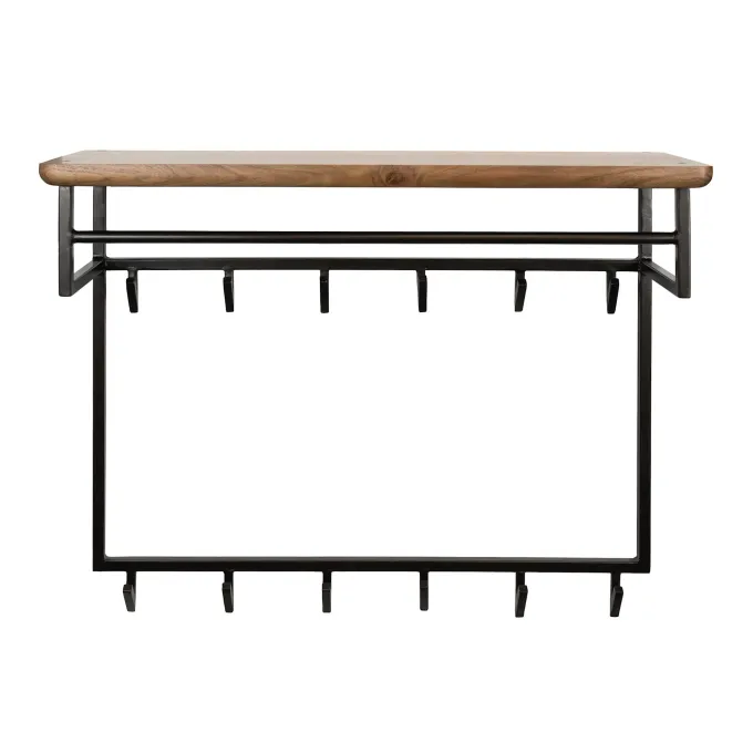 WoonStijl Kapstok Edge Curve hoog 12 haken acacia bruin