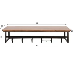 WoonStijl Kapstok Edge Curve 6 haken acacia bruin
