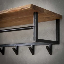 WoonStijl Kapstok edge 6 haken hoedenplank / Massief acacia naturel