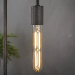 WoonStijl Lichtbron LED filament buis 18 5 cm - E27 4W 2100K 280lm dimbaar / Amberkleurig glas