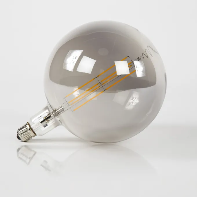WoonStijl Lichtbron LED filament bol Ø20 0 - E27 8W dimbaar / Smoke grey glas