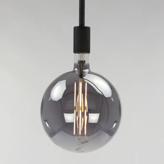 WoonStijl Lichtbron LED filament bol Ø20 0 - E27 8W dimbaar / Smoke grey glas