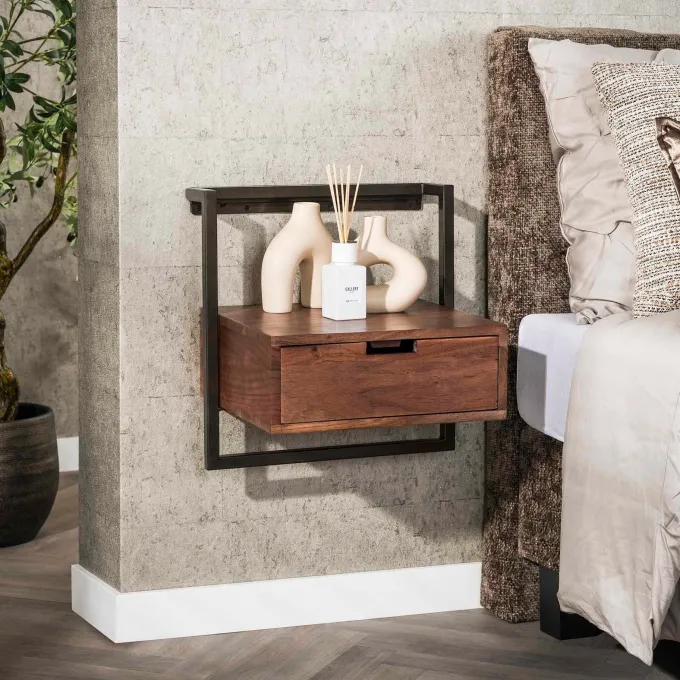WoonStijl Nachtkastje air solid acacia bruin