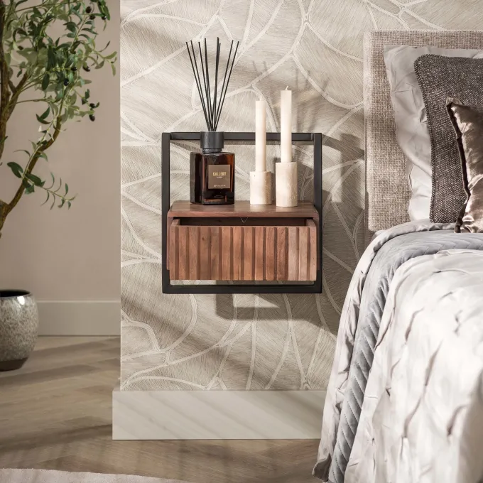 WoonStijl Nachtkastje Carve Air 1 lade acacia bruin