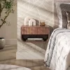 WoonStijl Nachtkastje Carve rounded zwevend 1 lade acacia bruin