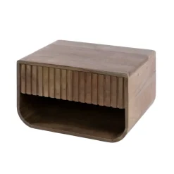 WoonStijl Nachtkastje Carve rounded zwevend 1 lade acacia bruin