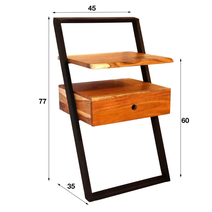 WoonStijl Nachtkastje Lean Acacia met Industrieel Metalen Frame
