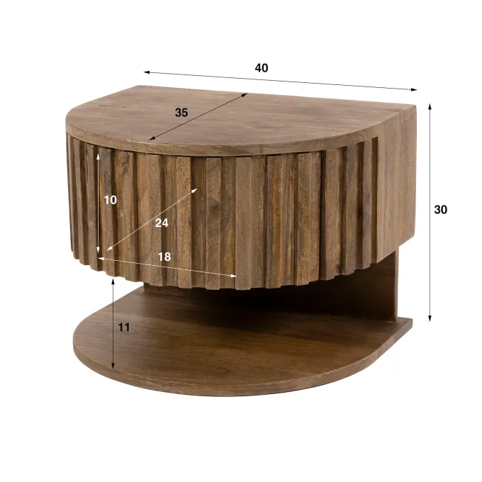 WoonStijl Nachtkastje Ridge shelve zwevend 1 lade mango zand
