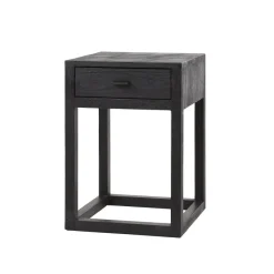 WoonStijl Nachtkastje Square zwart acacia met 1 lade