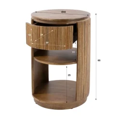 WoonStijl Nachtkastje Wave rond 1 lade mango zand