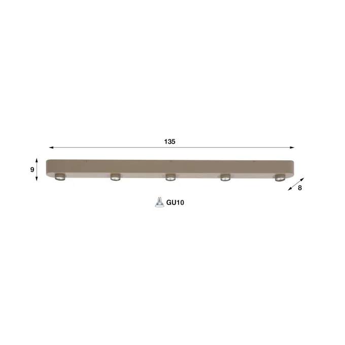 WoonStijl Plafondlamp Bar 5-lichts Beige