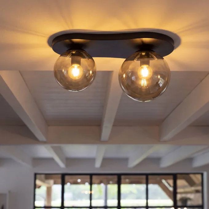 WoonStijl Plafondlamp Bubble 2-lichts Sienna bruin