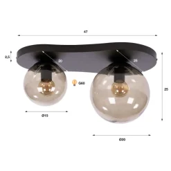 WoonStijl Plafondlamp Bubble 2-lichts Sienna bruin