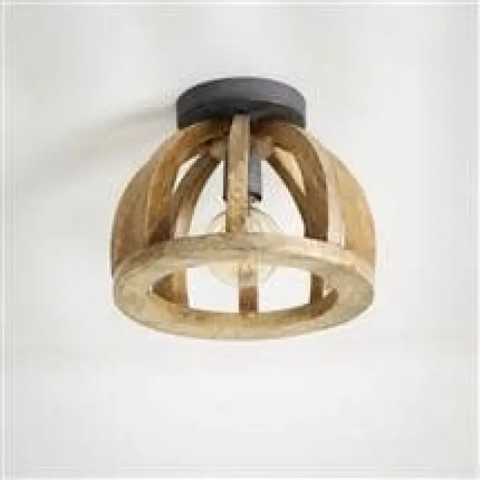 WoonStijl Plafondlamp gebogen houten spijl