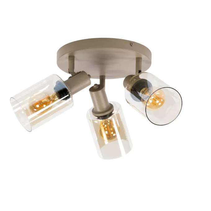 WoonStijl Plafondlamp Sepiora rond 3-lichts Beige