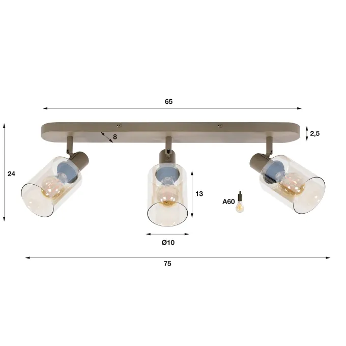 WoonStijl Plafondlamp Sepiora 3-lichts Beige