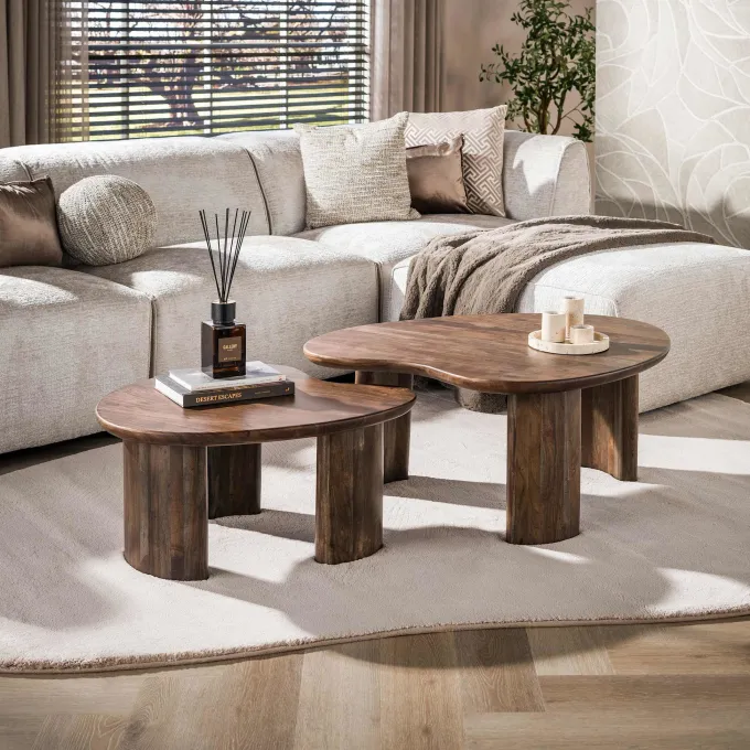 WoonStijl Salontafel Central set van 2 acacia bruin