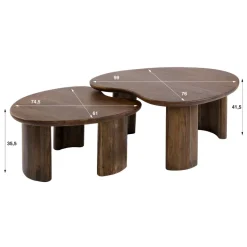 WoonStijl Salontafel Central set van 2 acacia bruin