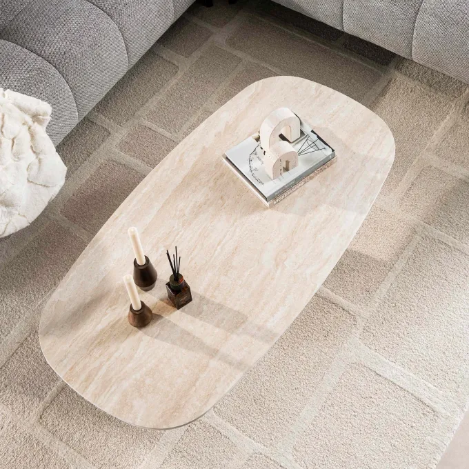 WoonStijl Salontafel Centro 135cm 3D keramiek travertin