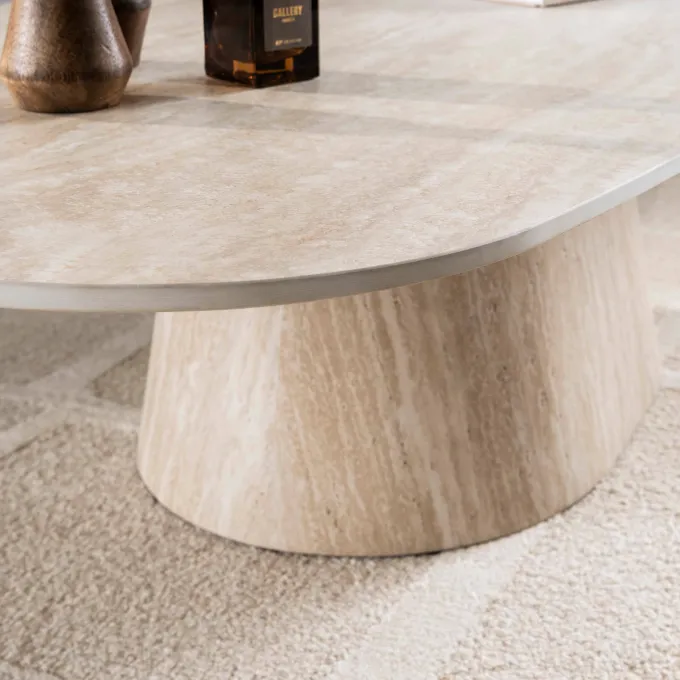 WoonStijl Salontafel Centro 135cm 3D keramiek travertin