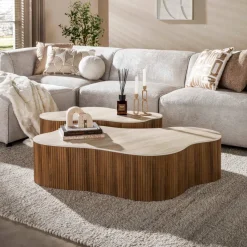WoonStijl Salontafel Ceramo grande set van 2 Keramiek Travertin