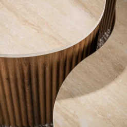 WoonStijl Salontafel Ceramo medio set van 2 keramiek travertin