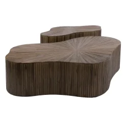 WoonStijl Salontafel Maya Teak XL shamrock set van 2 teak espresso