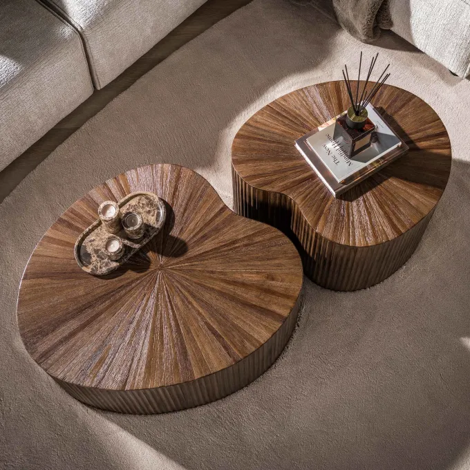 WoonStijl Salontafel Maya Teak niervormig set van 2 teak