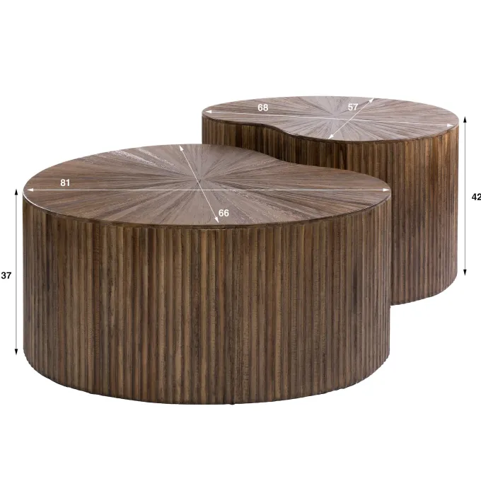 WoonStijl Salontafel Maya Teak niervormig set van 2 teak