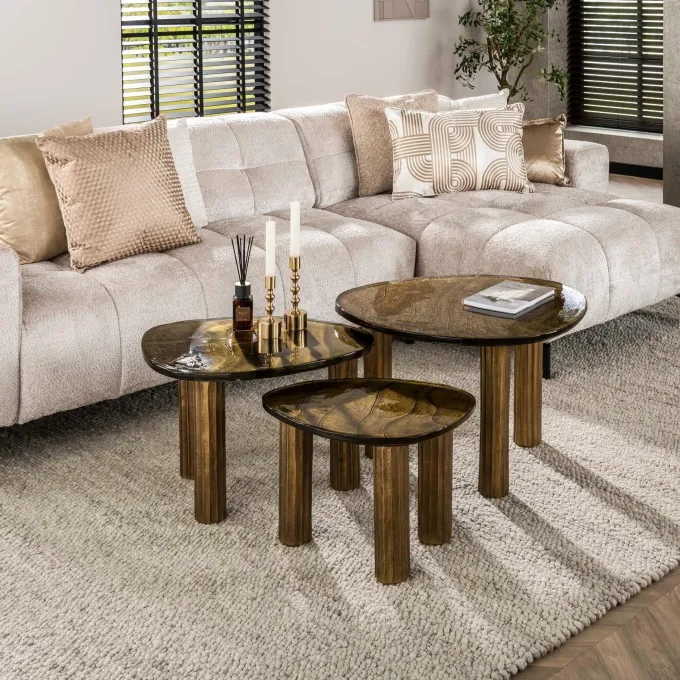 WoonStijl Salontafel M Eclipse goud antiek finish