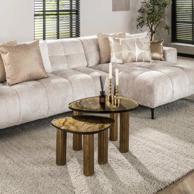 WoonStijl Salontafel M Eclipse goud antiek finish