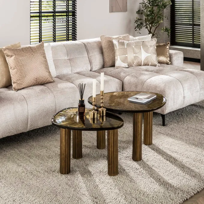 WoonStijl Salontafel M Eclipse goud antiek finish
