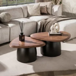 WoonStijl Salontafel Melta set van 2 acacia bruin
