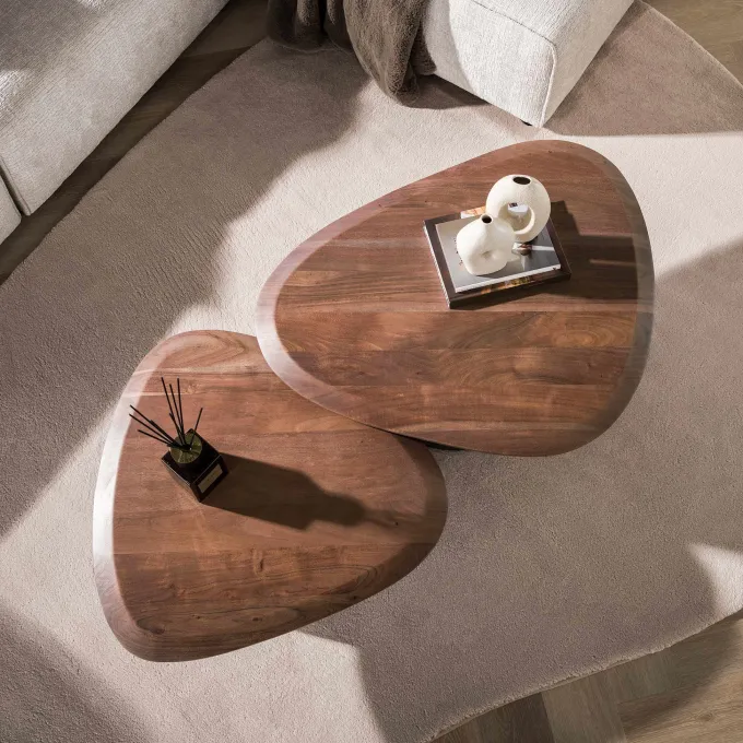 WoonStijl Salontafel Melta set van 2 acacia bruin