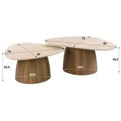 WoonStijl Salontafel Romano driehoekig set van 2