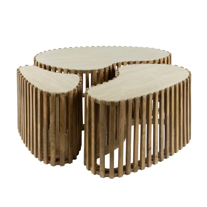 WoonStijl Salontafel set van 3 niervorm Nuovo travertin